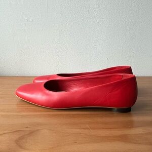 Everlane, The 90s Square Toe Flat, Red, 10.5 A (narrow foot)